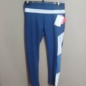 Marika Navy Leggings with White Stripe Size Small